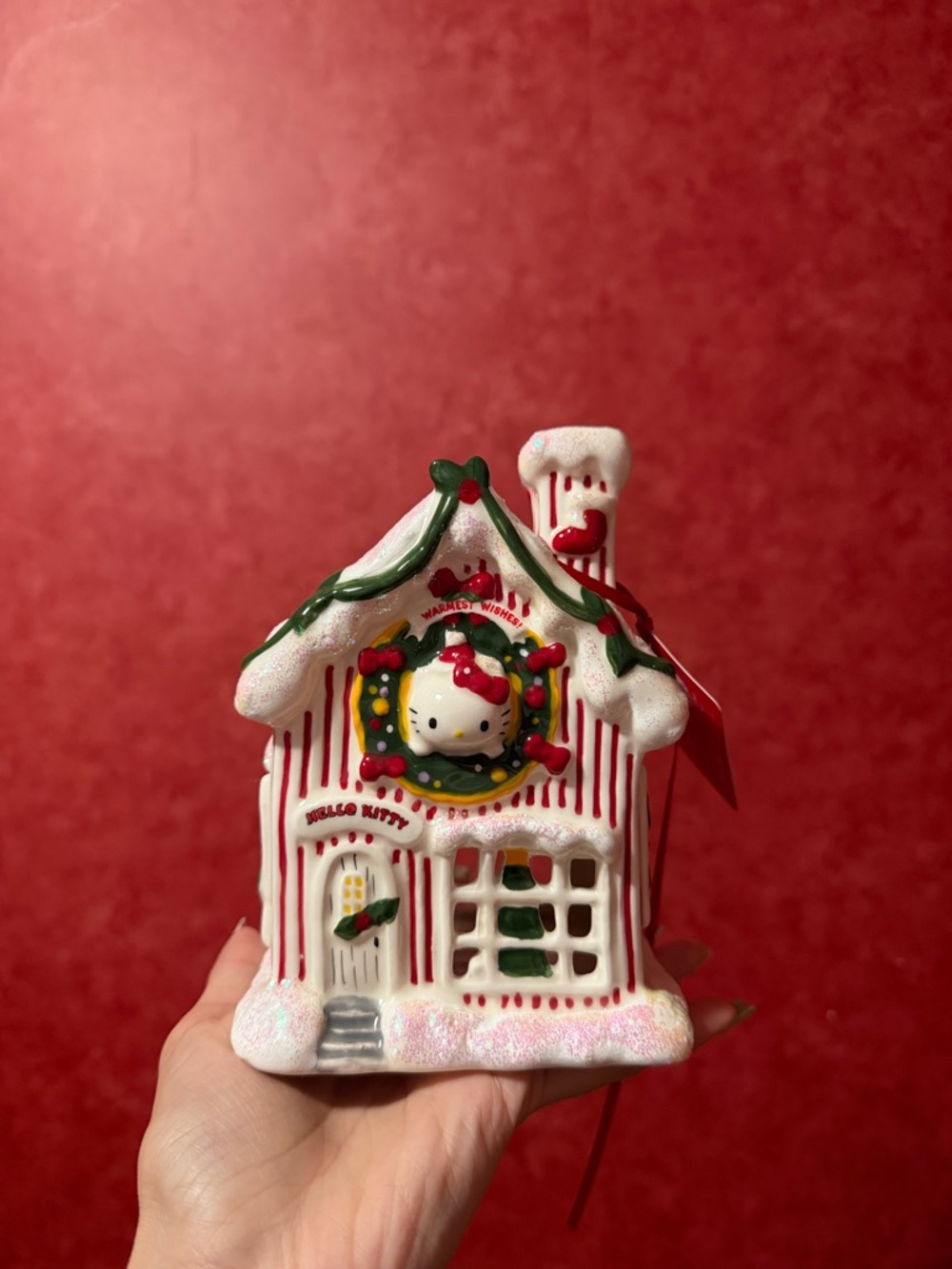 Hello Kitty White, Red & Green Holiday House Ornament
